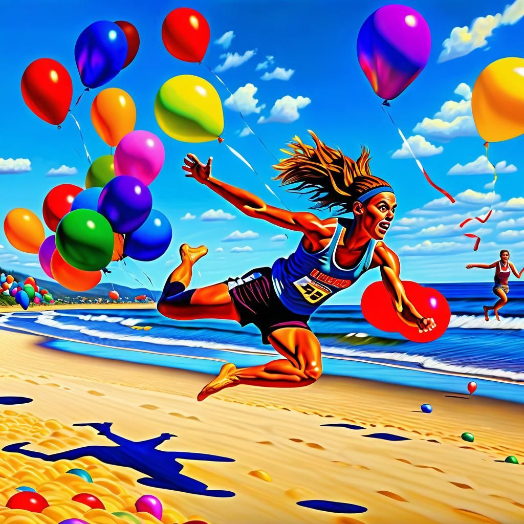 Reetta Hurske Hurdles Balloons: Photorealistic Oil Painting