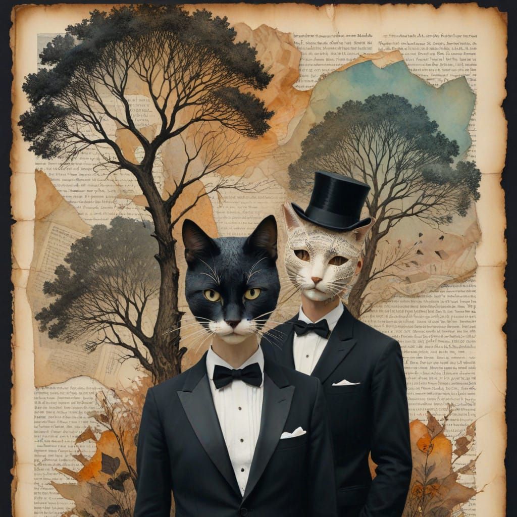 Surreal Figures in a Twisted Vintage Landscape