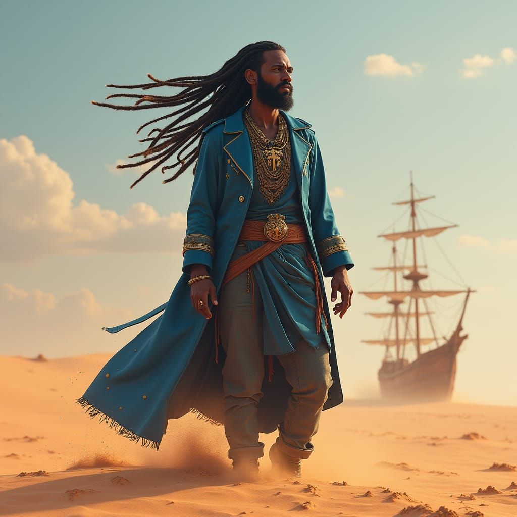 Magical Desert Ship Raising: Fantasy Concept Art