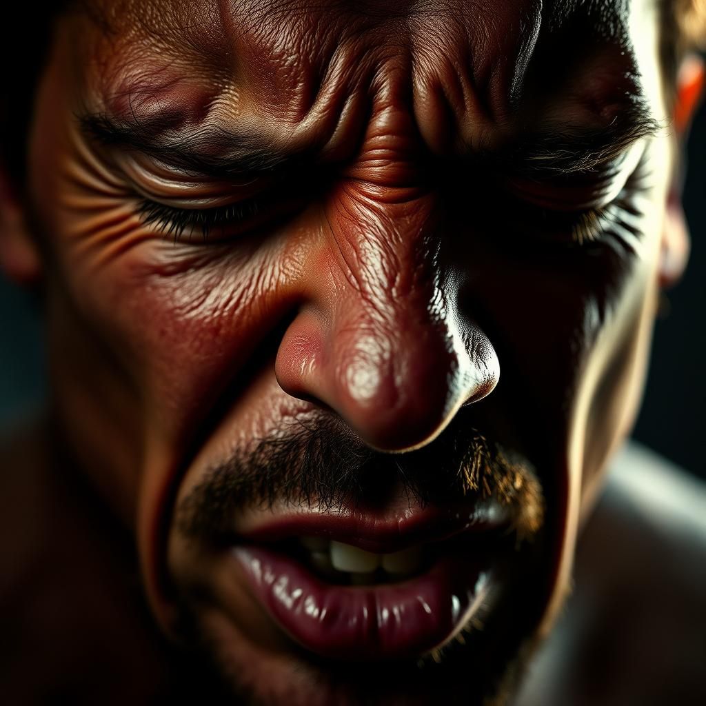 Expressive Portrait of Cathartic Release in Photography Styl...