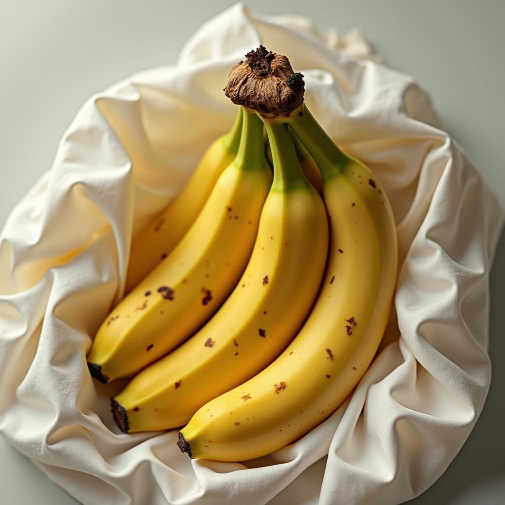 A ripe yellow banana with brown spots starting to show, The ...