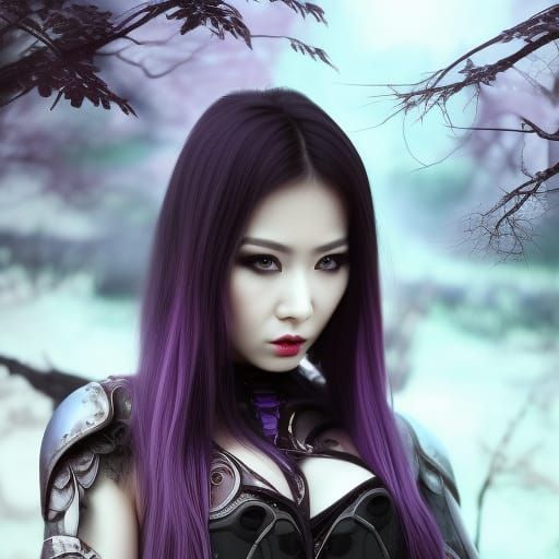 Futuristic Gothic Japanese Warrior Woman in 32k