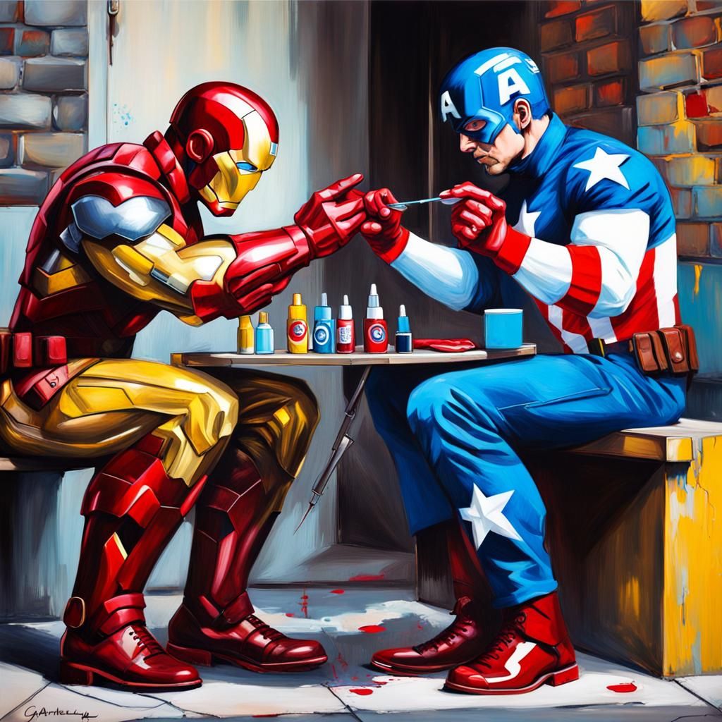 Captain America and Iron Man Nail Art
