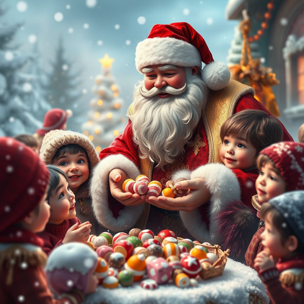 St Nicholas Distributes Sweets in Winter Wonderland