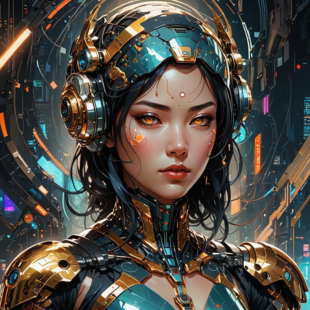Futuristic Cyborg Constellation in Dark Fantasy Style