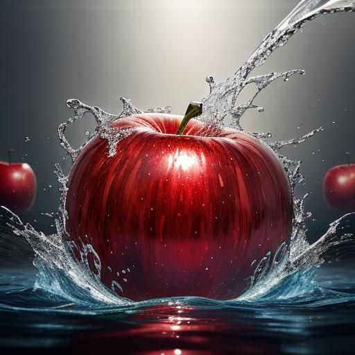 Hyperrealistic Apple Refraction Through Glass Vessels