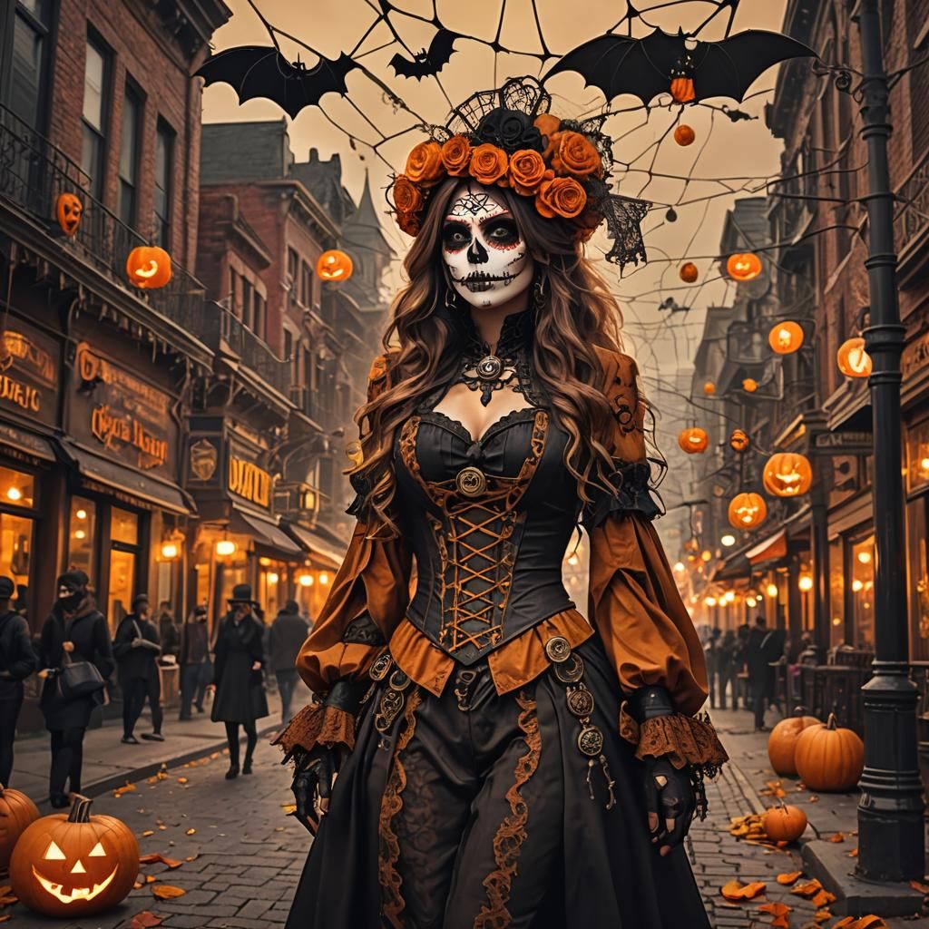 Day of the Dead Girl in Steampunk Halloween Festival