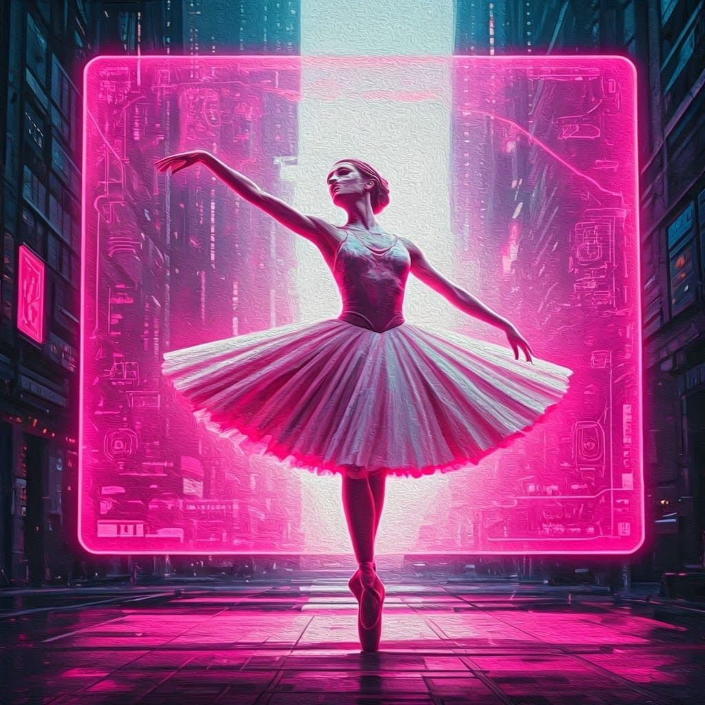 Cyberpunk Dancer in a Vibrant, Neon-Lit Hologram