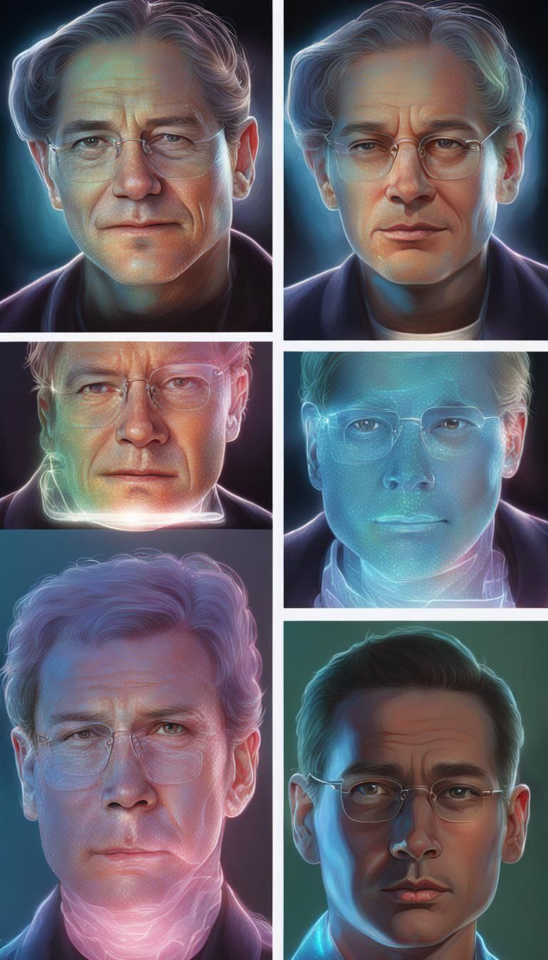 Layered Hologram Portrait: Futuristic Character Art