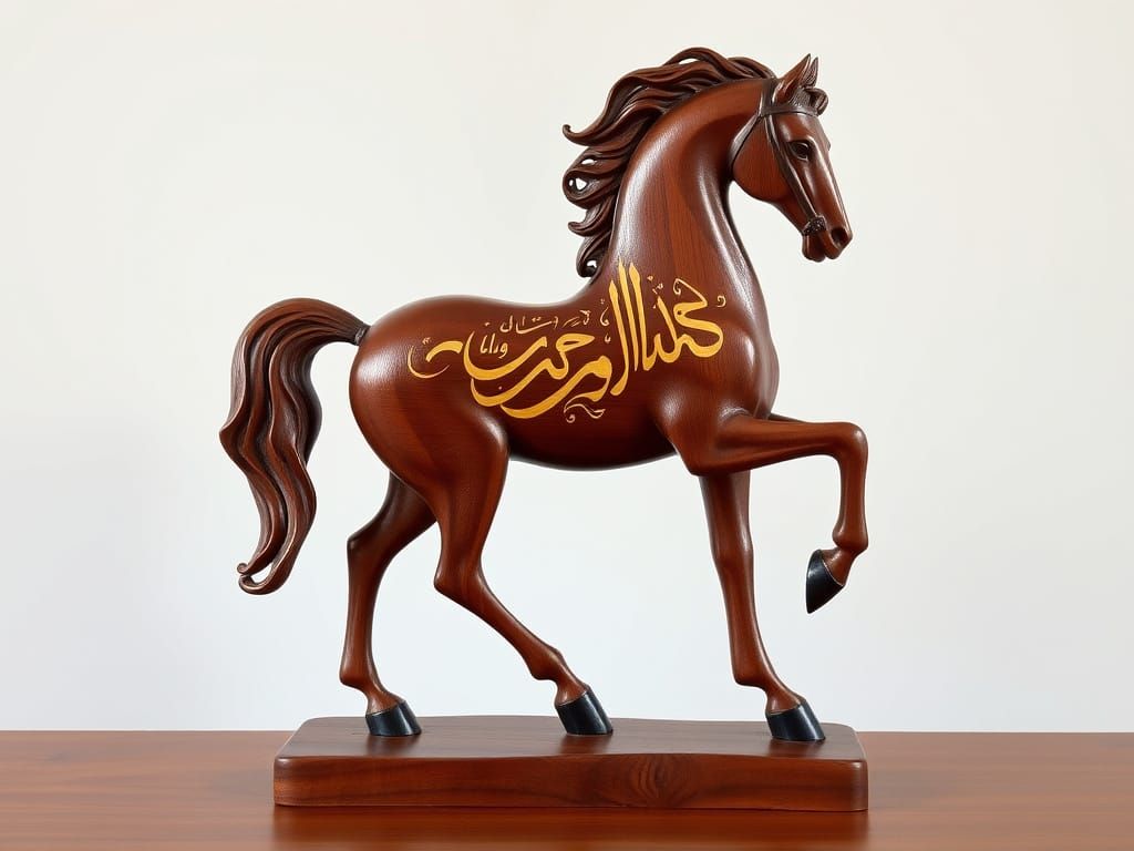 Mahogany Horse Sculpture in Ottoman Style