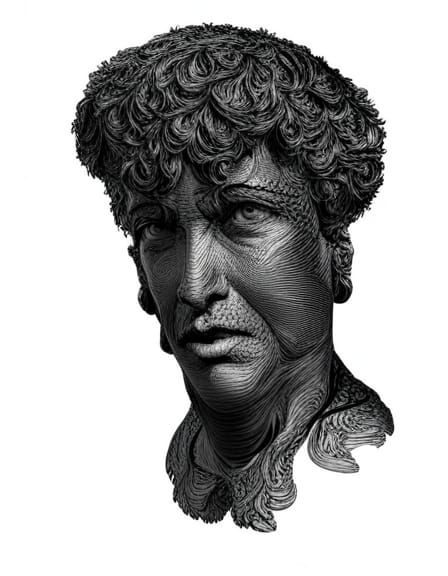 Baroque Sculpture of Bachus in 3D Rendering