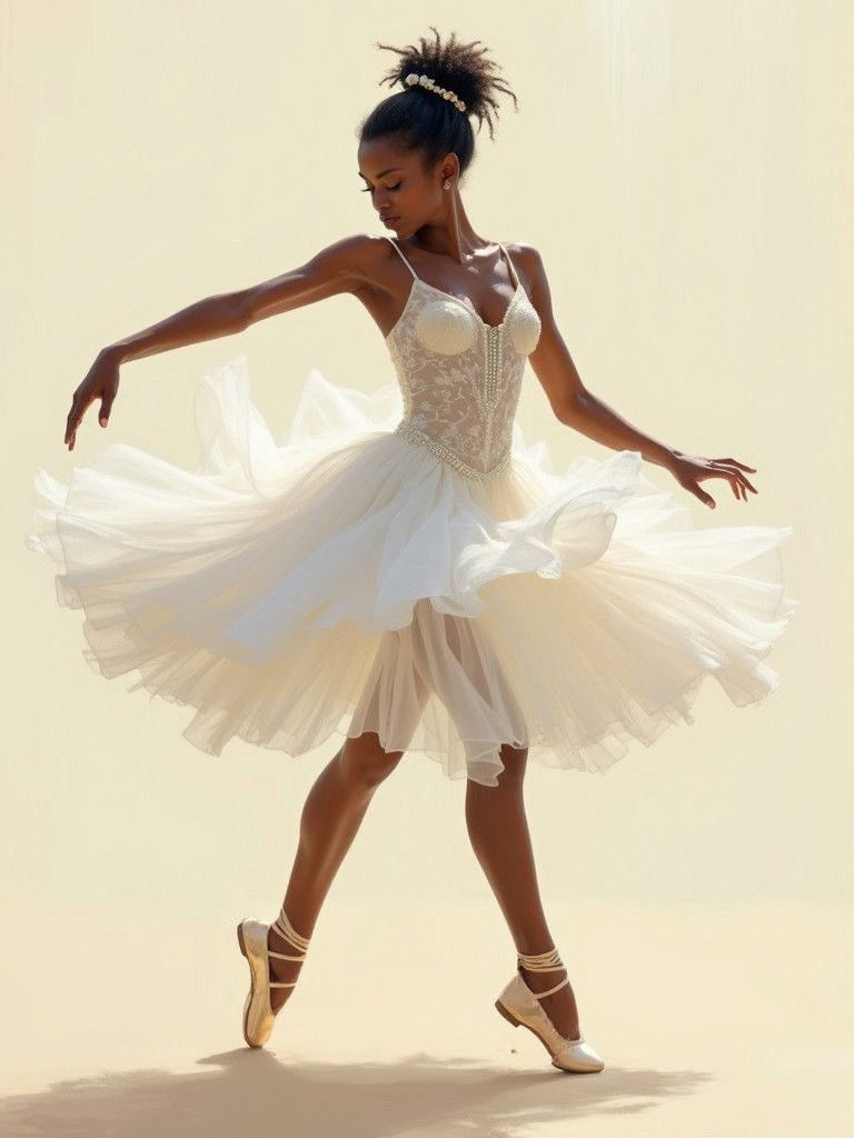 Elegant Ballerina in Flowing Dress, Portrait
