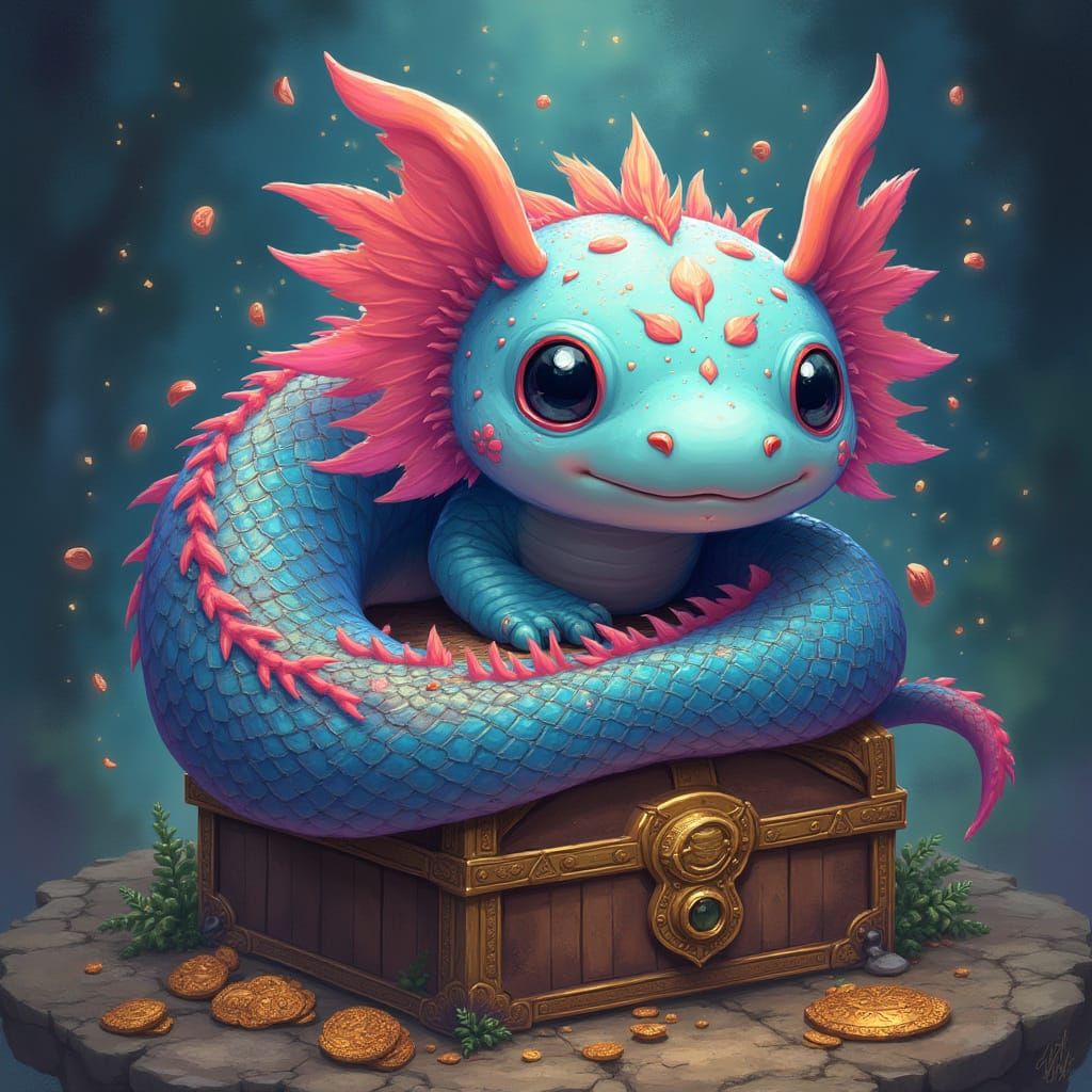 Ethereal Axolotl Guardian of Ancient Secrets