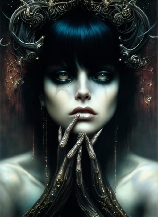 Portrait of a Beautiful Glittering Demon in Elegant Style