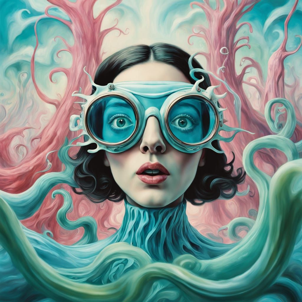 Ethereal Surrealist Portrait in Vibrant Pastels