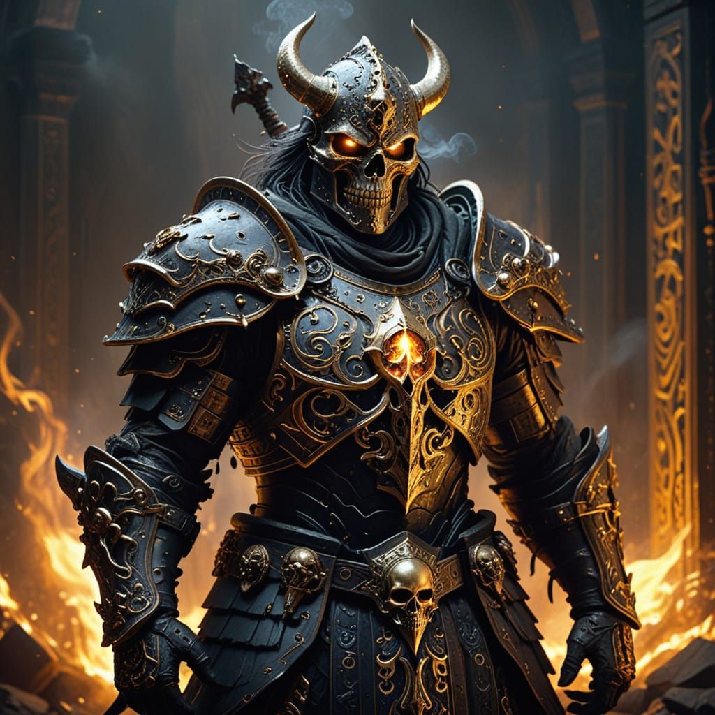Majestic Fantasy Warrior in Golden Armor