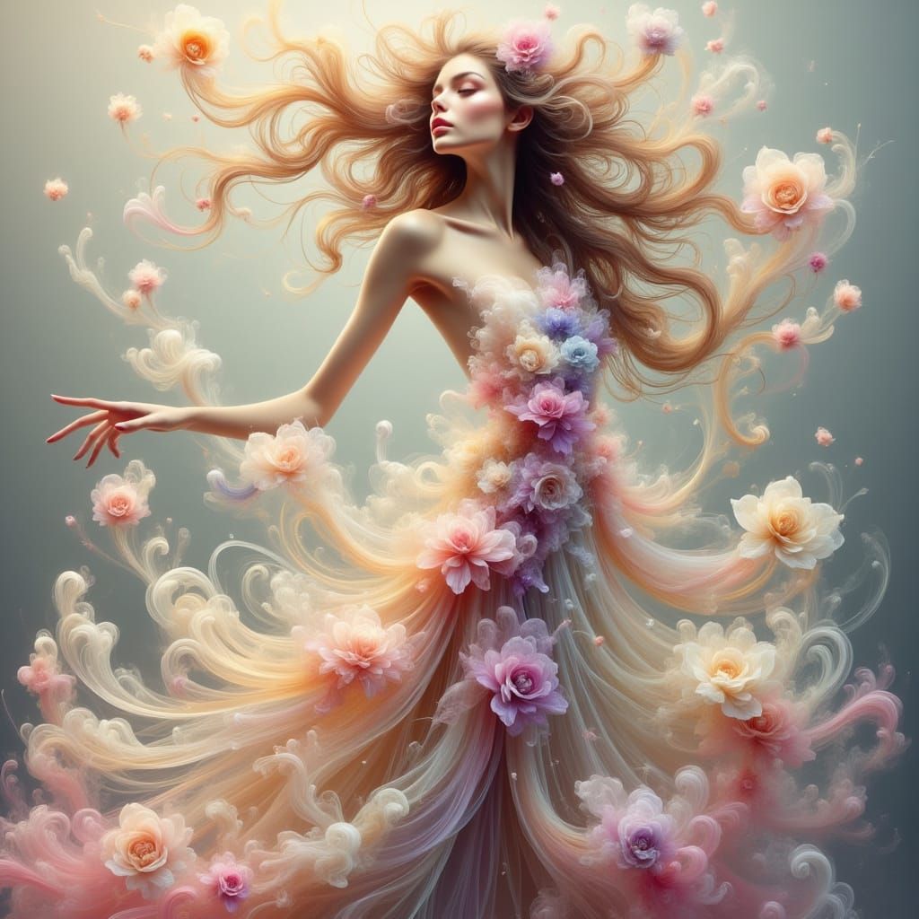 <lora:Ethereal Magic Flux:1.0> A breathtaking surreal woman ...