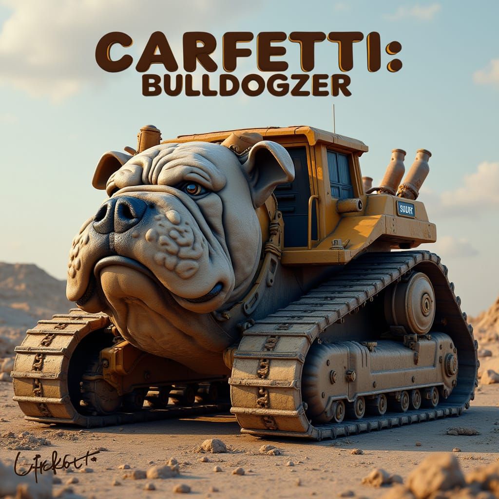 Bulldozer Bulldog Sculpture: Conceptual Art Masterpiece
