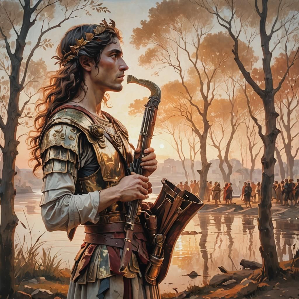 Roman Soldiers at the Rubicon River Sunset