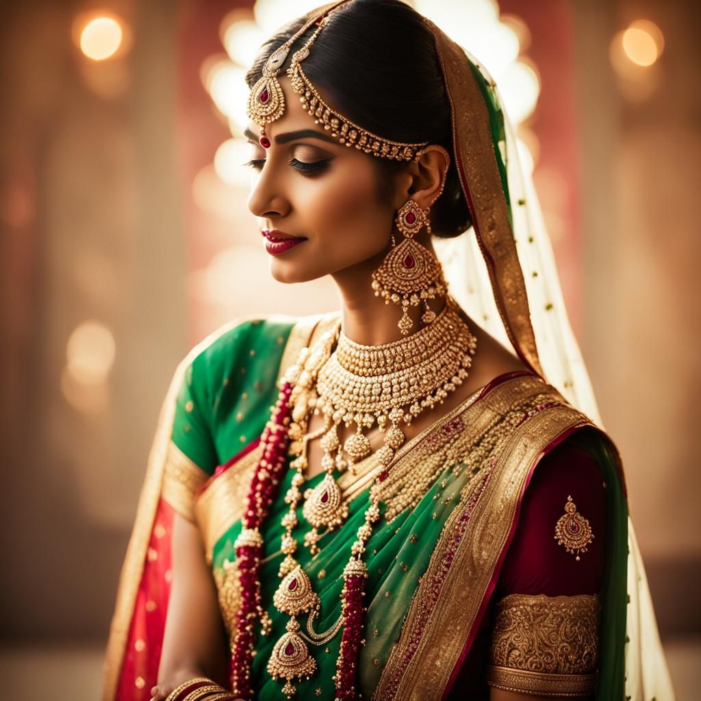 Elegant Indian Bride in Intricate Silver Jewelry