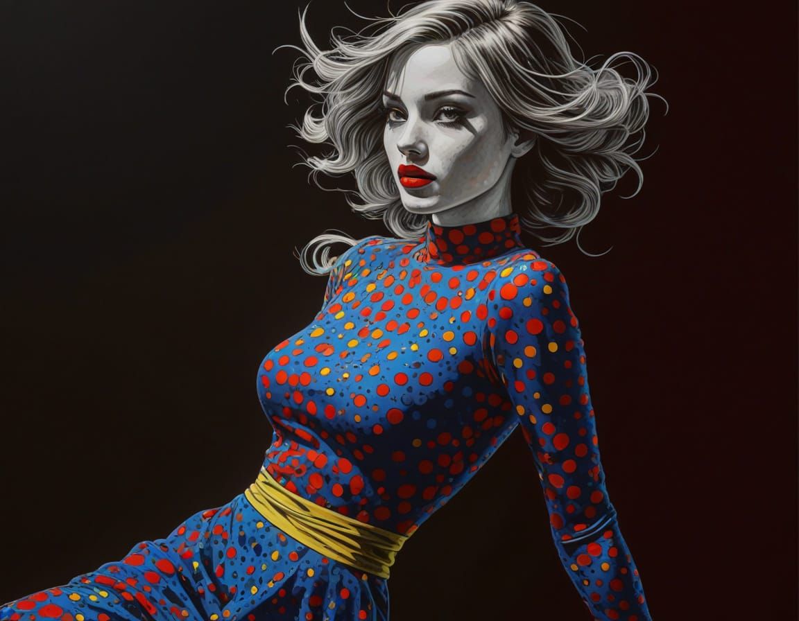 Feminine Figure in Pop Art Comic Style