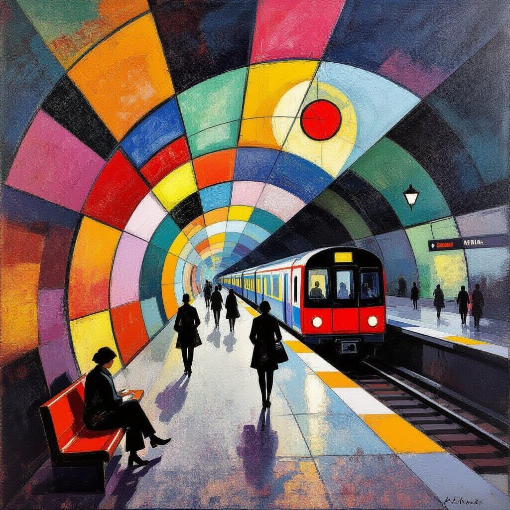 Abstract Subway Station in Kandinsky Style