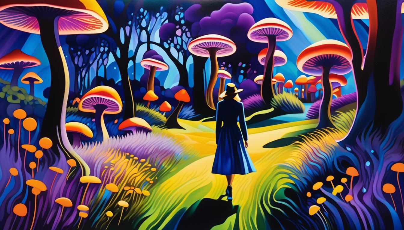 Uncanny Woman in an Abstract Expressionist Dreamscape