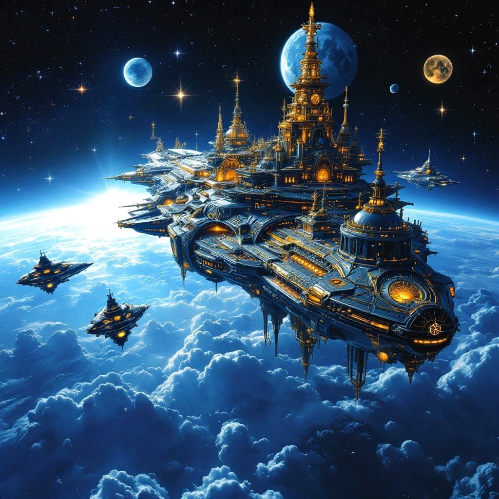 Baroque Futurism Spaceship Transcends Time and Space