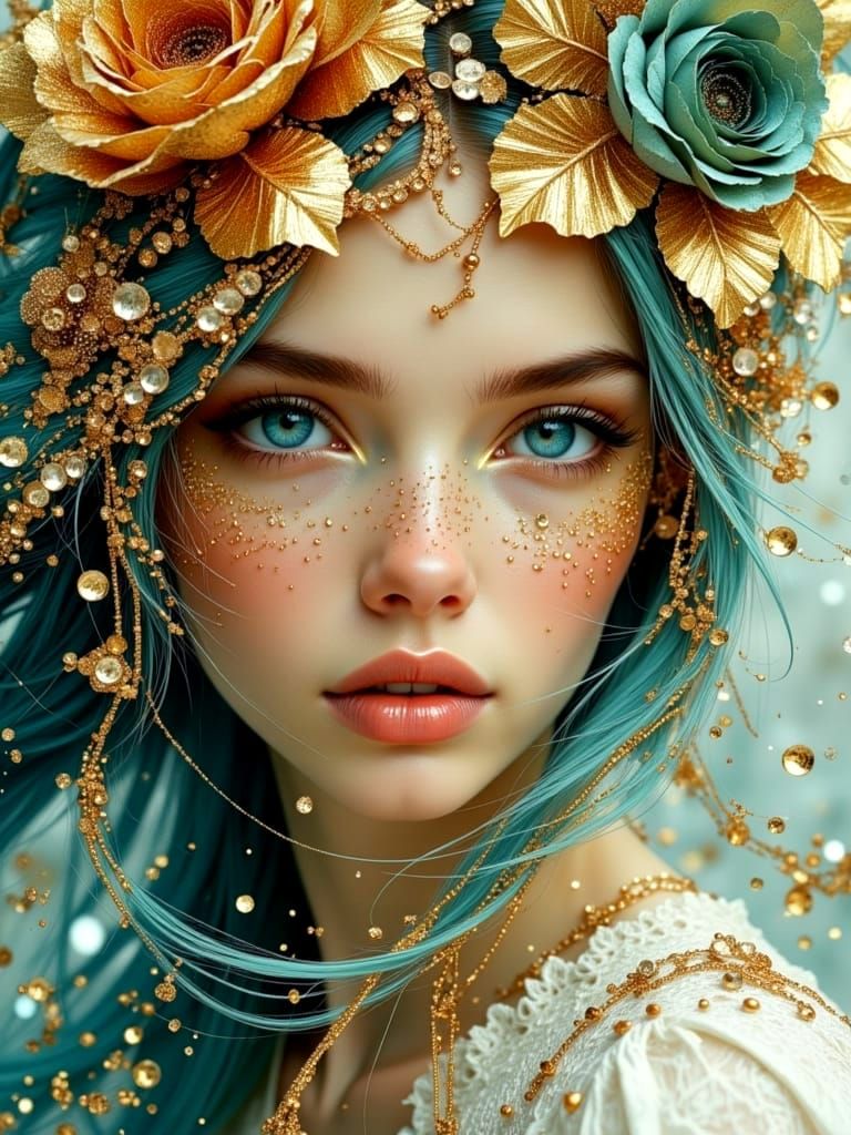 Abstract Ice Queen Portrait Inspired by Klimt