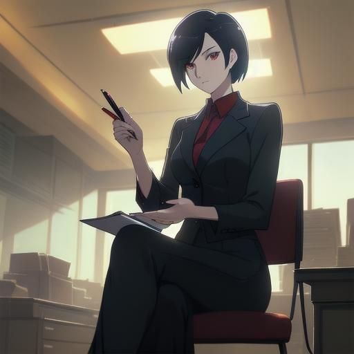 Ada Wong as Accountant in Studio Ghibli Style