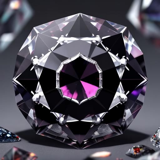 Hyperrealistic Gemstone Composed of Diamond, Garnet, and Sap...