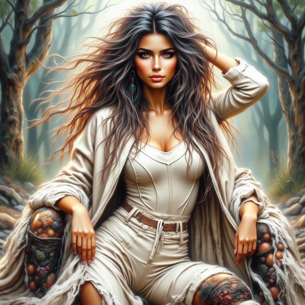 Comic Book Super Heroine in White Outfit