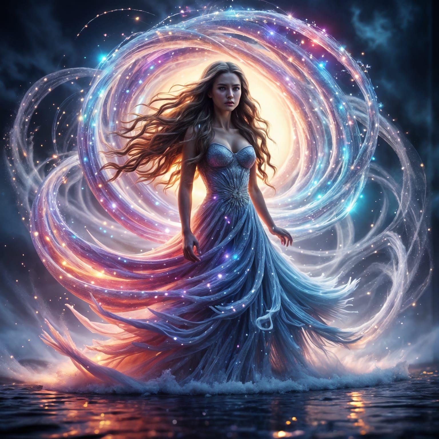 Ethereal Zodiac Goddess in Hyperrealistic Detail