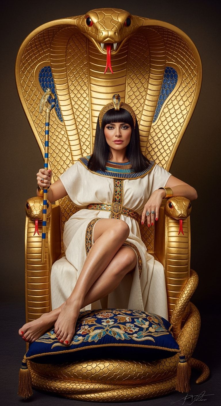 Egyptian Queen on Gold Throne in LaChapelle Style