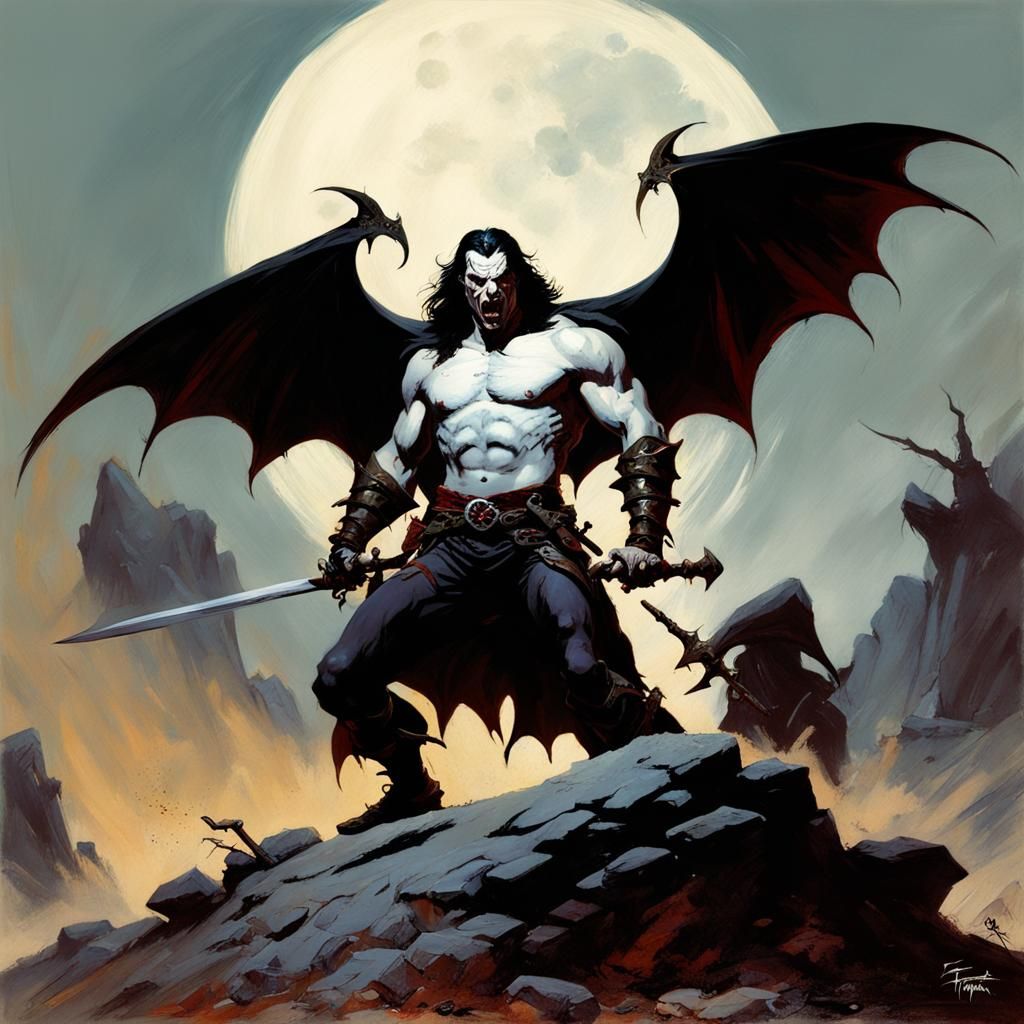 Vampire and Paladin Battle in Fantasy Art Style