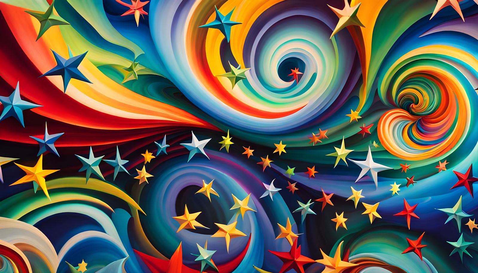 Iridescent Stars in Impasto Abstract Expressionism