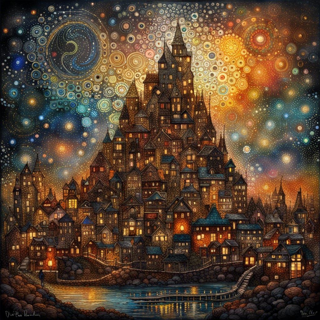 Magical Landscape in Aboriginal Dot Art Style