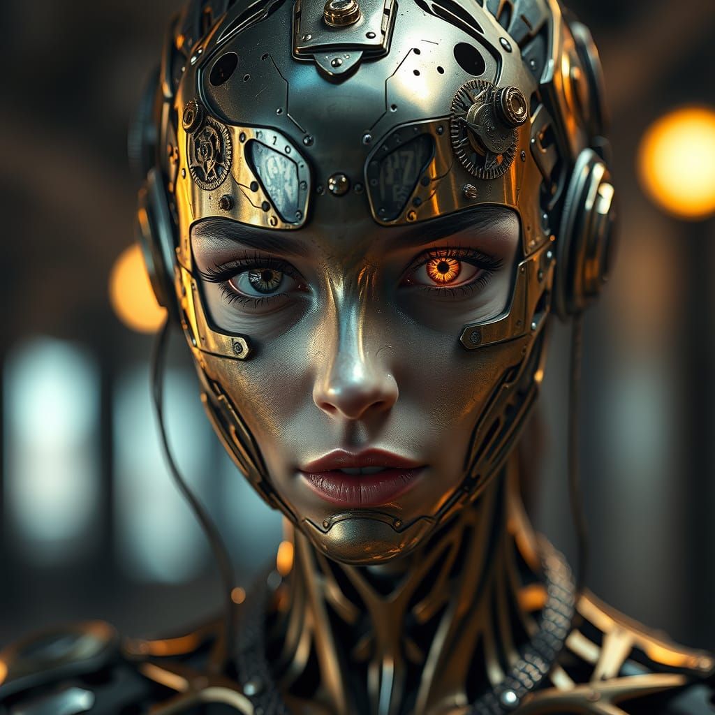 A Cyberpunk Goddess of Mechanized Elegance