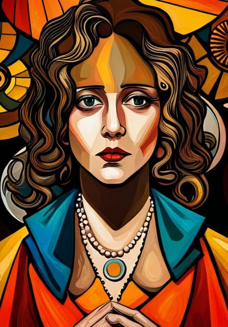 Art Nouveau Cubism Fusion in Detailed 3D Rendering