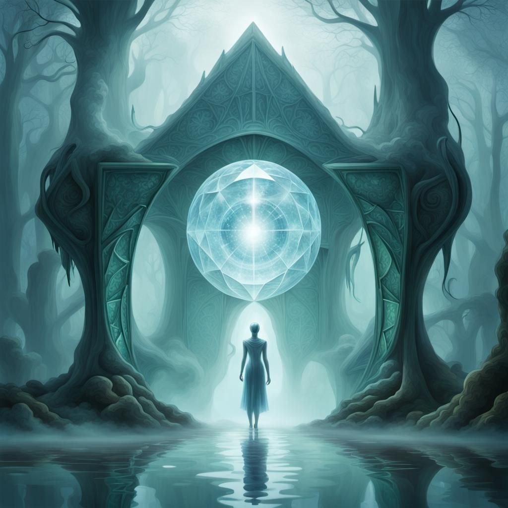 Magical Portal to Alien World in Cubist Style