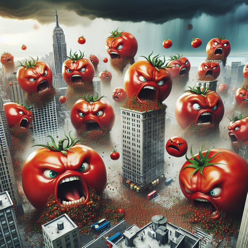 Hyper-Realistic Giant Tomatoes Attack New York City