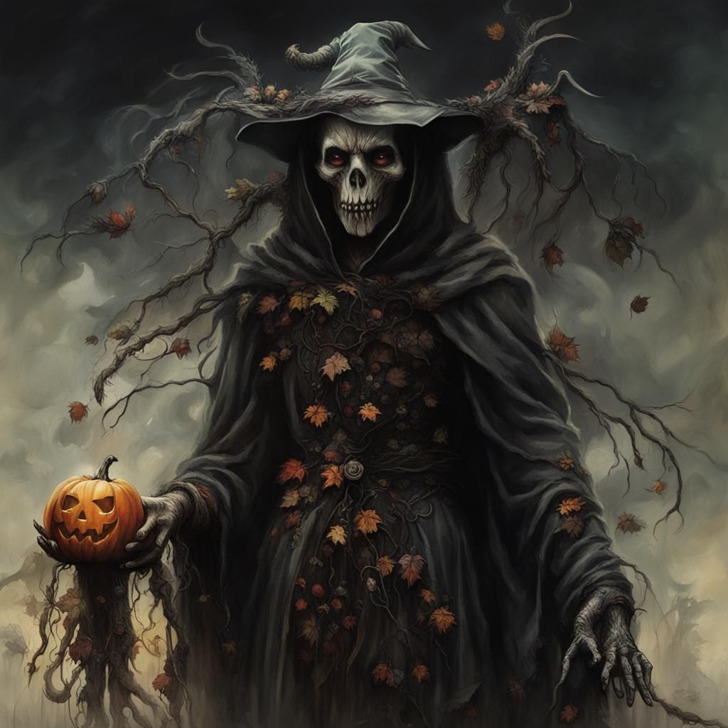 Creepy Samhain Creature in Witchcore Style