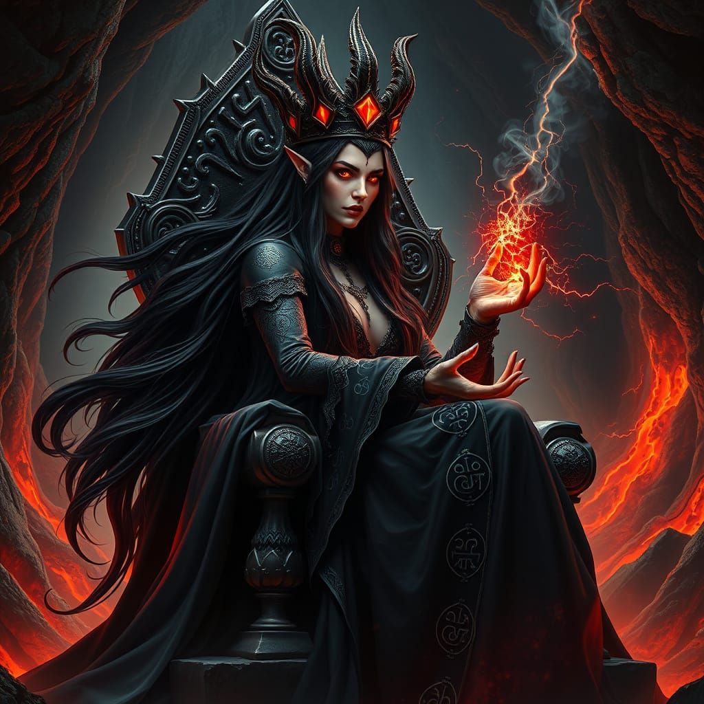 Majestic Evil Sorceress Weaves Destruction