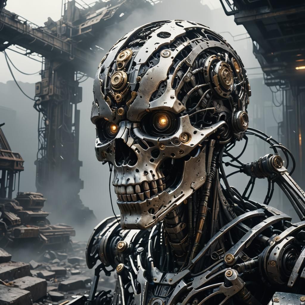 Cyberpunk Skeleton Face Digital Sculpture