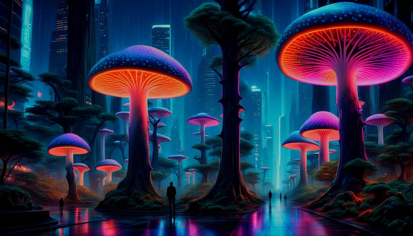 Futuristic City in Alien Tree Canopy, Octane Render