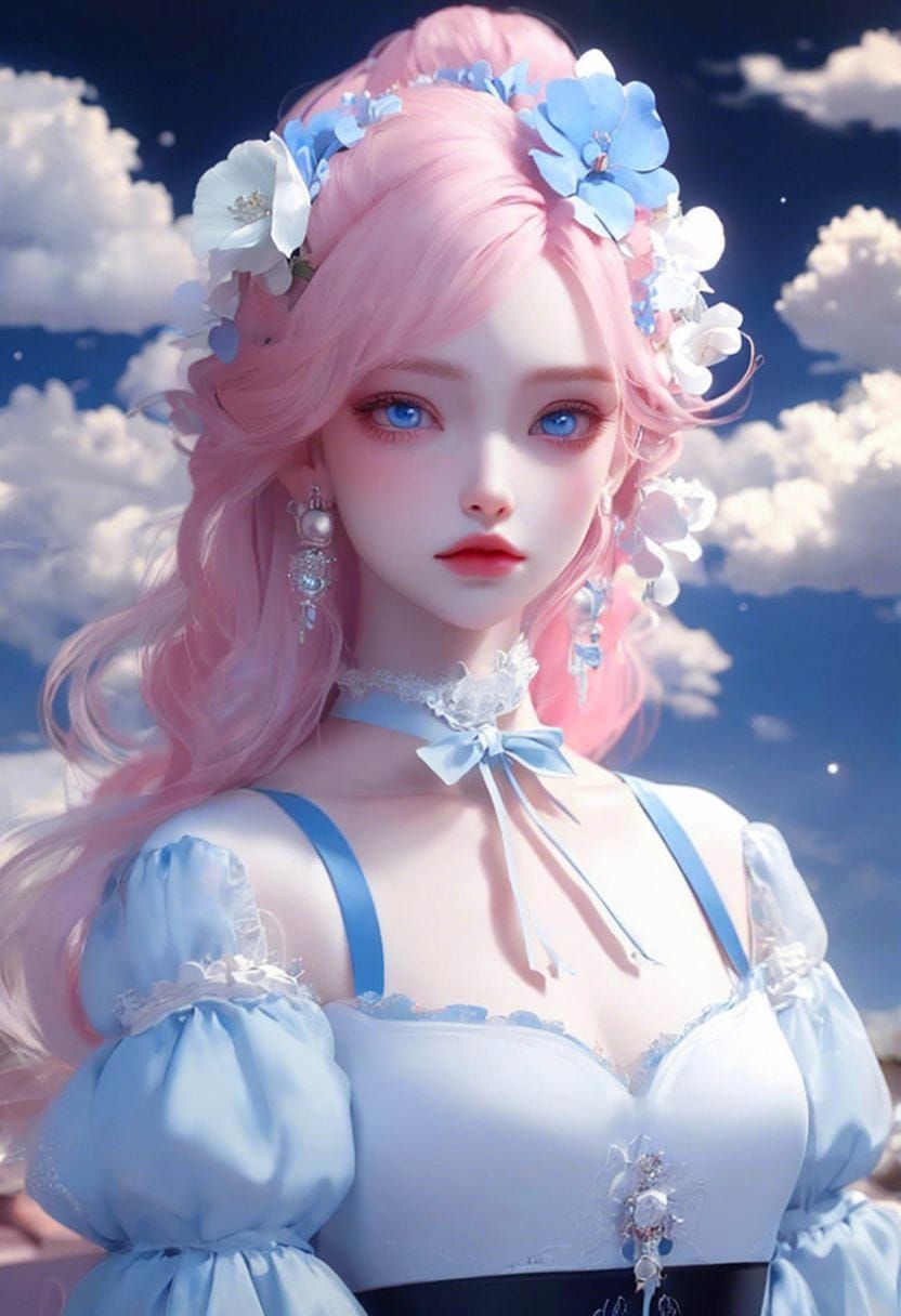 AI Generated Flower Girl with Pink Hair