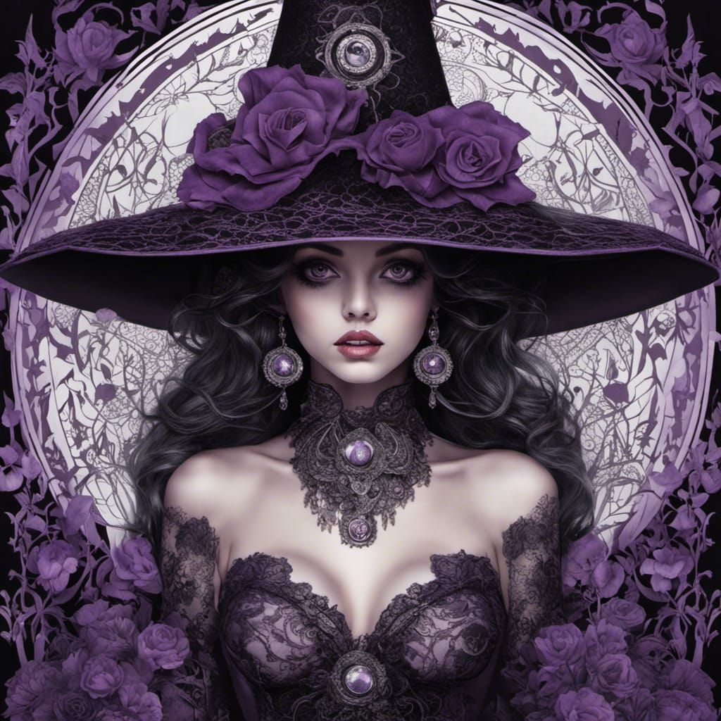 Gothic Witch in Tim Burton Style