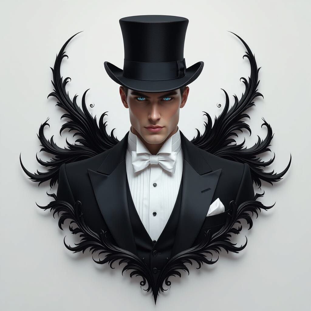 Mystifying Sci-Fi Emperor in Ethereal Black Suit