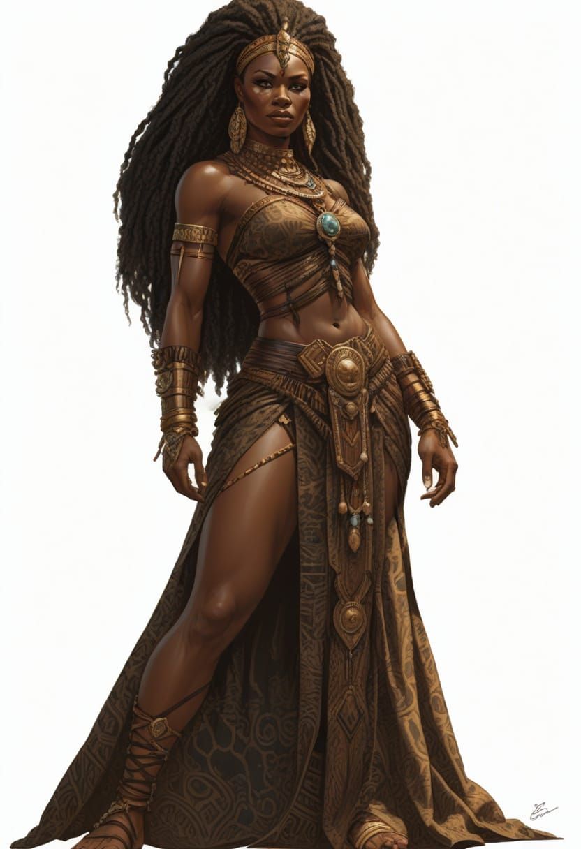 Zulu Queen in Traditional Attire, Heroic Fantasy Art