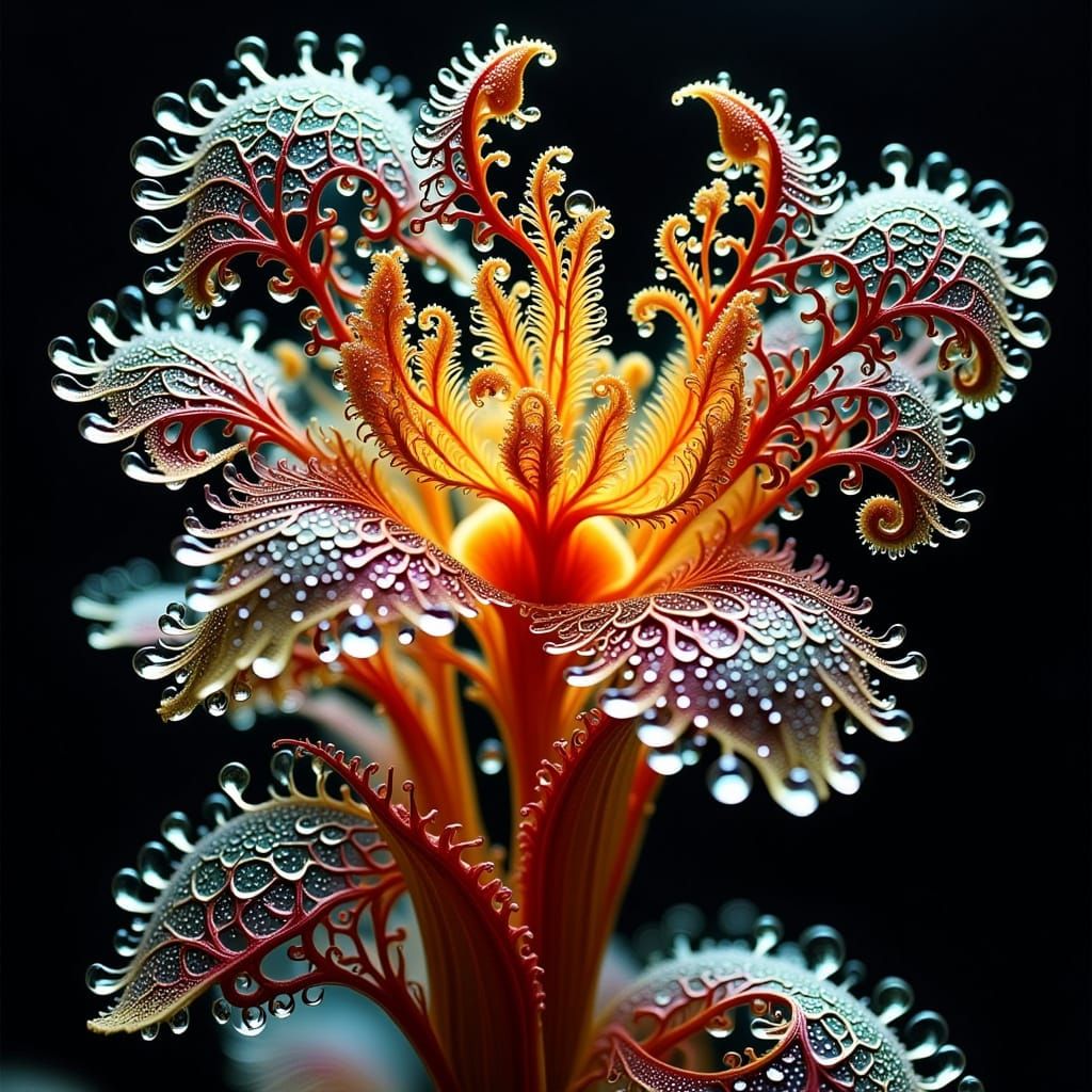 Ethereal Floral Macro with Twinkling Lights and Intricate Fo...